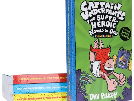 Captain Underpants Full Colour illustrated Series by Dav Pilkey: 4 Books Collection Set - Ages 7-11 - Paperback Online Hot Sale